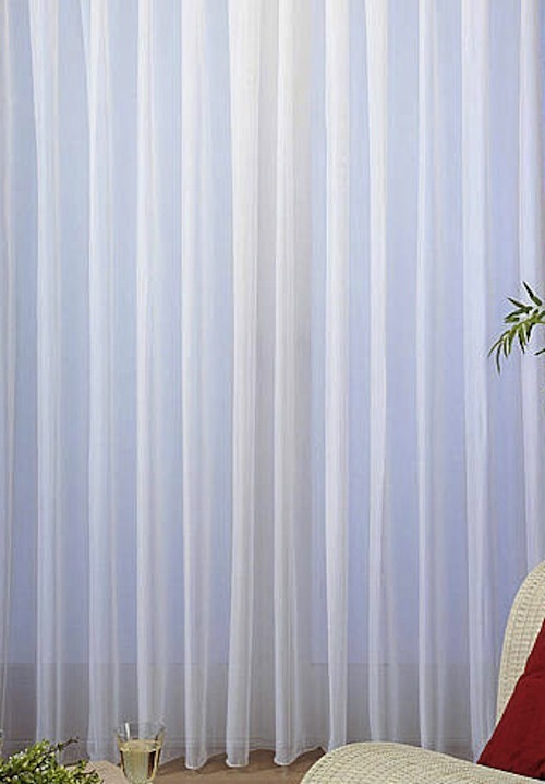 Bleiband Vorhang (60mm)Fertiggardine Gardinenstube Uni Store genäht Voile 1:2,5 - Faltenband Gardine Fertig